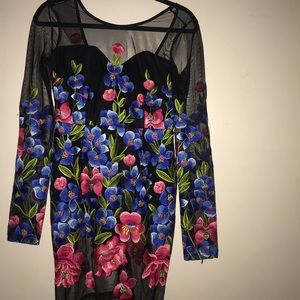 Sheer floral mini dress